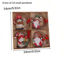 12 đồ trang trí Giáng sinh hình vuông bốn mặt bằng gỗ không có mặt cho người già, đồ trang trí treo cây thông Noel có hộp gỗ đóng gói, đồ trang trí treo làm quà tặng tiệc Giáng sinh, đồ trang trí theo chủ đề tiệc Giáng sinh, đồ trang trí tường nhà, đồ trang trí nhà nông trại, đồ trang trí cây thông Noel.,Giáng sinh - Nhiều màu - Xem 2