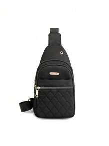 1PC Minimalist Classic Sling Bag, Solid Color Quilted Chest Bag, Women's Zipper Chest Bag,Small Sling Bag For Women Men Casual Crossbody Sling Backpack,Sling Bags Are Suitable For Hiking, Traveling, Walking, Biking, Hunting, Business, Gym, Camping, Beach And Daily Use.A Great Gift Idea For Gentlemen On Their Birthdays,Father's Day, Anniversary Etc - Black - View 6