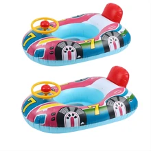 Swimming Pool Float, Cute Car Design Inflatable Summer Beach Floatie Boat Swim Tube Ring With Handles Seat Pool Lake Air Bed Floating Mattress Raft Lounge