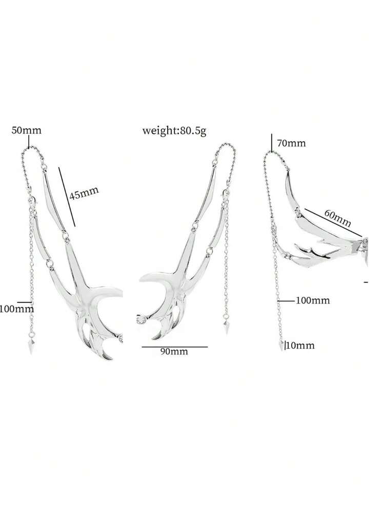 1 Peça Anel de Lábio Punk em Metal Liga Geométrica com Franja, Anel de Nariz, Joias Mecânicas Faciais Unissex Ornamento Facial Ajustável - Multicolorido - Visão 6