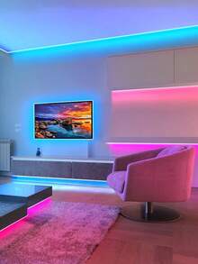 1pc 5V RGB LED Strip Light With 30/60/90/150 LEDs, Comes With USB Plug And Remote Control For Easy Color Adjustment - Perfect For Colorful TV Backlight And Cozy Living Room Or Bedroom Ambience - Multicolor - View 4