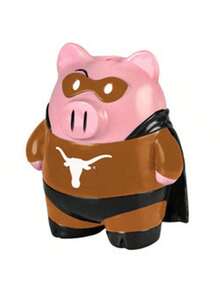 Texas Longhorns Piggy Bank - Large Stand Up Superhero - 彩色 - 查看 2
