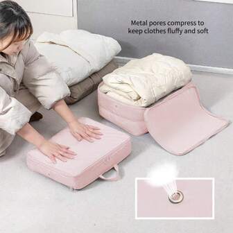 1pc Pink Back To School Space-Saving Clothes Compression Bag For Travel And Home Organization - Compresses Blankets, Comforters, Bed Sheets, Pillows, And More - Portable And Convenient Drawer Wardrobe Organizer Closet Storage Quilted Bag Under-Bed Organizer Box Drawer/Wardrobe Organizer/Closet Storage/Quilted Bag Under-Bed Organizer Box/Divider Clothes Bin Bag Clothes For Home Bedroom/Back To School/Dorm/For Sundries/Underwear/Bra/Clothes/Lingerie/Panties/Pants/Jeans/Socks/T-Shirt/Dress/Shoes/Foldable 6/7/11 Grids/Packing Essentials/Cover For Clothes Storageorganization And Storage Organizer Storage Containers Storage BinsUnder Bed Storage BagClothes ContainerUnderbed Storage ContainersCloset Organizers For Organizing ClothesSweaters