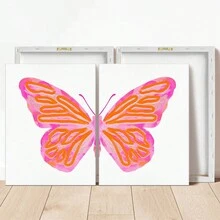 2 SZTUK/ZESTAW Styl Płótno Wall Art Łatwe do powieszenia Różowy motyl Wall Art Canvas Wystrój wnętrz Plakat na ścianę Estetyczny plakat Akwarela Motyl Art Różowy Modny wystrój wnętrz Dziewczyna Plakat na ścianę Estetyczny druk artystyczny (w ramce)