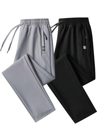 1pc Men's Solid Color Elastic Waist Lightweight Casual Pants, Suitable For Daily, Outdoor, Hiking, Running, Workout