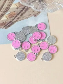 20pcs Mixed Color Zinc Alloy Emoticon Design Bead For Diy Necklace, Bracelet Making