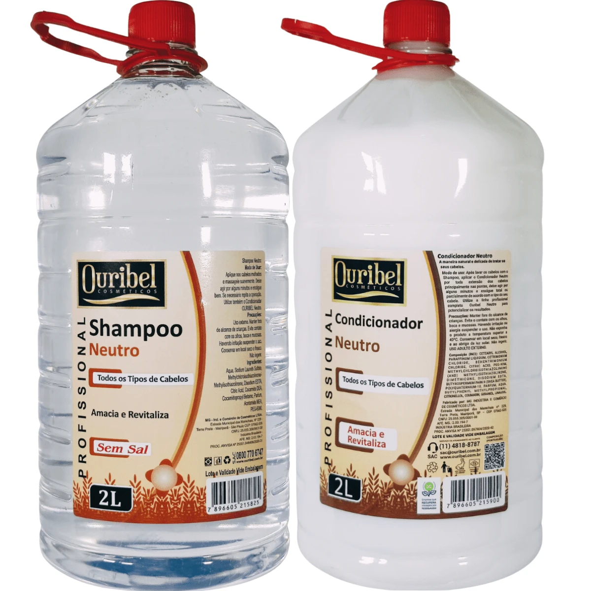 KIT Shampoo + Condicionador Sem Sal Neutro Ouribel 2 Litros