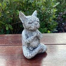 1入組打坐的法國鬥牛犬形狀花園/家居/戶外樹脂裝飾品，用於禪修和冥想 - 彩色 - 查看 9