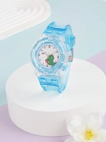 Relógio de criança Relógio Fluorescente Bonito com Dinossauro de Desenho Animado Relógio Eletrônico para Crianças Meninos e Meninas Transparentes e Brilhantes Estilo Minimalista de Moda Casual da Academia Relógio de Quartzo 1 Peça
