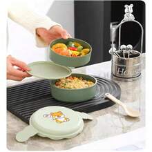 AMAZING VISION Set de 2 Trastes con tapa para lunch de niños y bebés - Verde - Ver 4