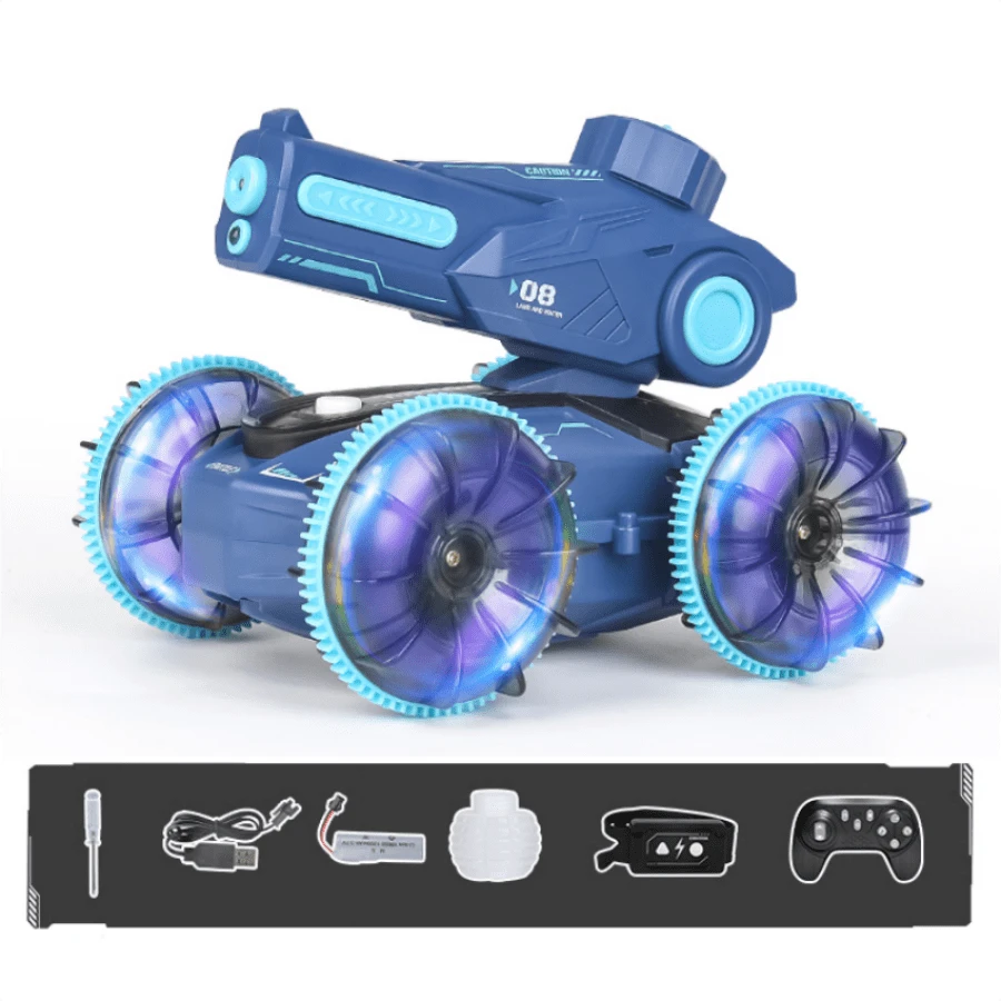 RC Cars 360 ° Rotation Four-Wheel Drive Water Spray Amphibious Car Water Cannon Remote Control Car 2.4Ghz Gesture Sensing LED Light Toys For Boys And Girls Kids Children's Birthday Gifts