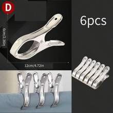 Pinza Para La Ropa De Acero Inoxidable En Varios Tamaños Con Clip Grande Fijo Para Colgar Ropa Y Mantas Y Resistente Al Viento - Plateado - Ver 6