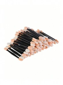 50pcs Disposable Double-Sided Eyeshadow Sponge Applicator With Container, Eyeshadow Brush, 2.44ft Long Makeup Applicator - Black - View 10