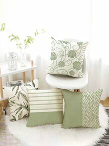 4 pièces Taie d'oreiller en velours doux, en matière de fibre de polyester hypoallergénique, disponible en plusieurs tailles, design floral frais, pour le printemps/l'été, avec fermeture éclair invisible. Convient pour la voiture, le chalet, la décoration de la maison, les coussins de canapé du salon (les inserts ne sont pas inclus)