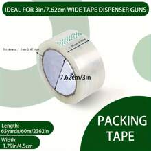 Economy Pack, Clear Packing Tape, 6 Rolls Of Heavy Duty Packaging Tape For Shipping Packaging And Moving Sealing, Ultra Strong Adhesive, Thicker Clear Packing Tape, 65 Yards Per Roll, Total Of 390 Yards. Shipped From A Local Warehouse. - 1.78inch*65yards*6pcs - View 3