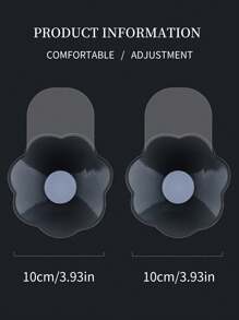 1 Paar 6,5 cm/10 cm runde blumenförmige transparente Silikonbrustlifttapes, Dekolleté-verstärkende unsichtbare Silikonbrustwarzenabdeckungen, modische unsichtbare Braut-BH-Pasties, geeignet für alle Hauttöne - Transparent - Übersicht 4