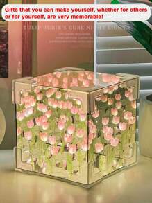 (USB Powered) 10/20/30 Tulips Flower Cube Night Light, Handmade DIY Material Kit, Dual Function As Night Light & Mirror, Ideal Gift For Girlfriend, Friends, Birthday, Valentine's Day - 多色 - 查看 19