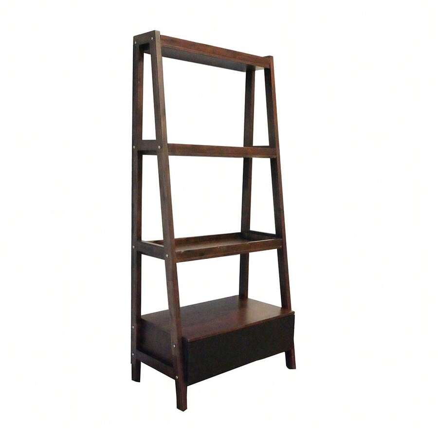 32x17x68" Ladder Shelf, Ladder Style Display Shelf - 棕色 - 查看 1