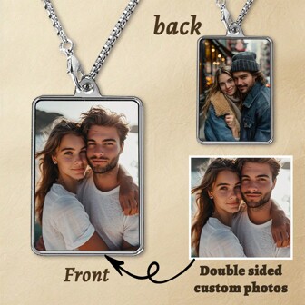1pc Custom-Made Photo Necklace, Personalized Photo Pendant Necklace For Men And Women, Double-Sided Pendant Necklace Gift For Boyfriend And Girlfriend, Mother, Father, Valentine's Day Necklace Souvenir, Used For Holidays, Parties, Father's Day, Birthday Gifts Valentines,Silver,Stylish,Colorful,Vintage,Simple,Unisex,Casual,Cuties,Custom,Personalized,Unique,Ideal Gifts For Him,Ideal Gifts For Her,Her,Boyfriend,Girlfriend,Dad,Mom,Family,Friends,For Anniversaries,For Birthdays,For Graduation,For Prom,For Party,Promseason,Customized Fashion Photo Necklaces,Vintage Outfit
