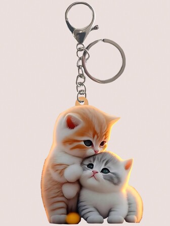 Cute Kitty Cat Pattern Keychain, 2D Acrylic Design Decor, Lovely Style Women's Gift, Charming Accessory, Backpack Pendant, Car Hanging Ornament Car Accessories Bag Charm School Goth Y2k