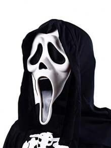 1入EVA尖叫鬼面具，可怕的骷髏頭萬聖節派對角色扮演道具，萬聖節面具，適用於節日派對 - 白色 - 查看 3