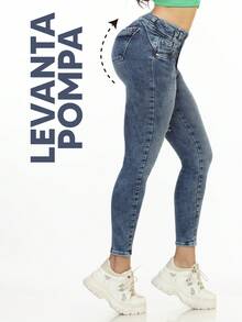 Jeans Super Skinny para Dama en Mezclilla Stretch con Efecto Levanta Glúteo - Lavado ligero - Ver 2