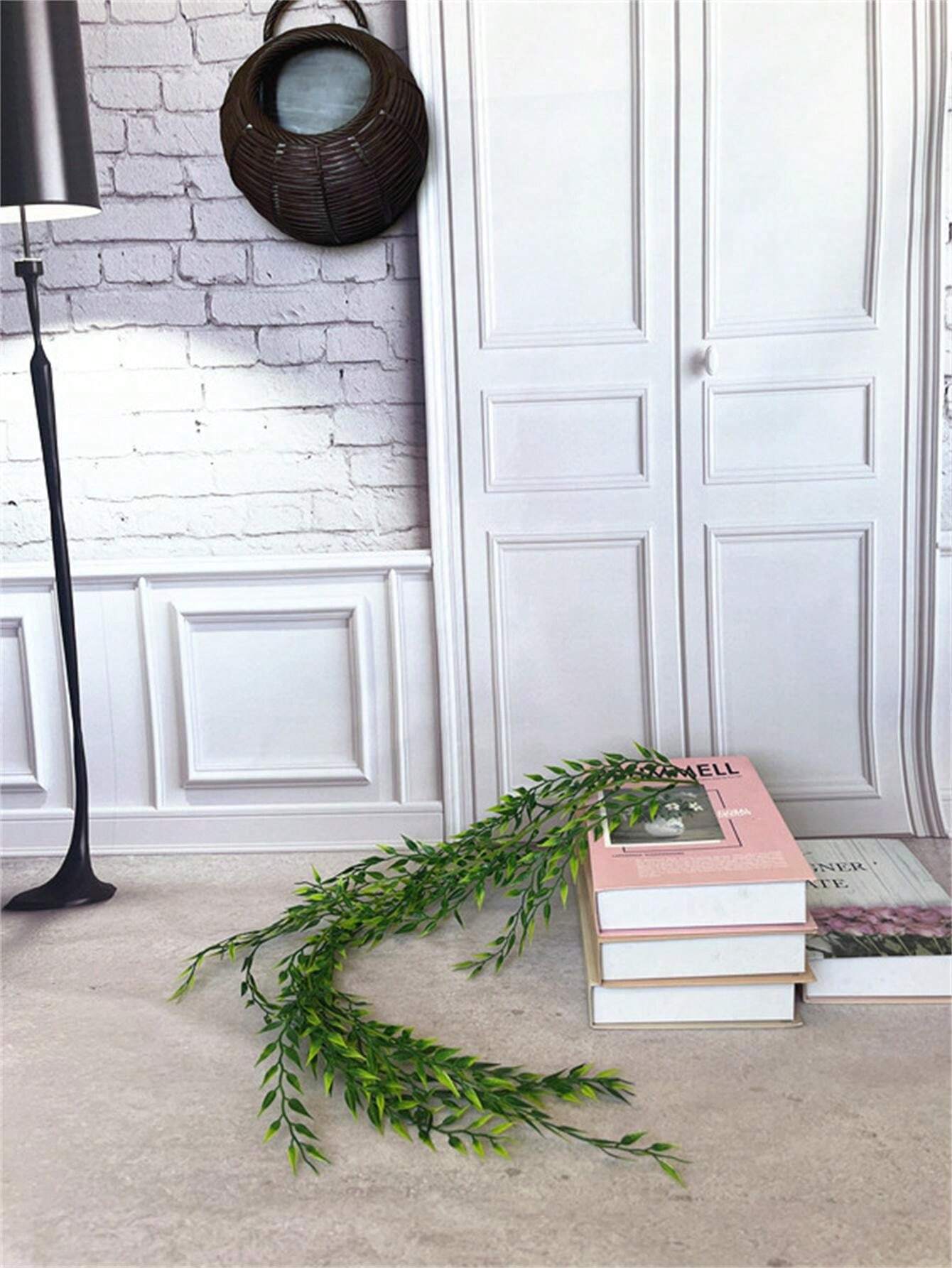 1pc Artificial Bamboo Leaves Wall Hanging Decoration, Vertical Climbing