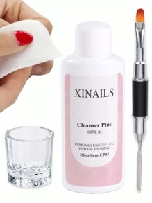 60毫升指甲油清洁液，可去除表面粘腻层、凝胶指甲油残留，含丙酮，速干美甲清洁剂，配有UV/LED凝胶刷笔、水晶杯等美甲工具，适用于美甲沙龙。 - 彩色 - 查看 2