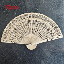 1/10 piezas Abanicos plegables de sándalo con fragancia para baile, diseño hueco de luna y estrella, panal, girasol, abanico de madera como regalo de boda, verano, vacaciones para actividades al aire libre, vacaciones, viajes, accesorios de vestir y regalos, festivales, campamentos - albaricoque - Ver 8