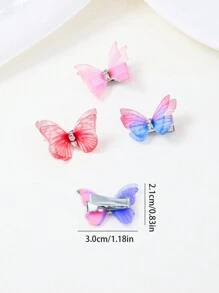 15pcs/Set Colorful Layered Mesh Butterfly Wings Hair Clips Barrette For Baby Girls, Cute Princess Style Hair Accessories For Everyday Use