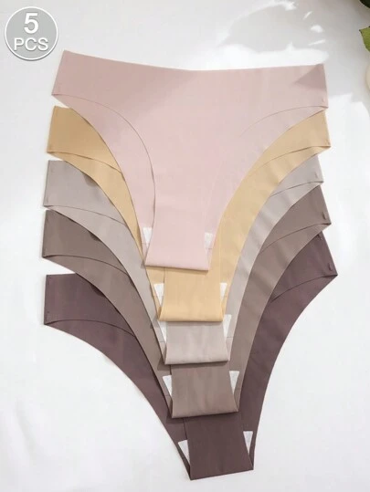 5 件女士性感透气弹力运动比基尼内裤，多色