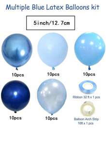 蓝色金属气球，50个镀铬蓝色气球，马卡龙蓝色气球，珍珠蓝色气球，海军蓝乳胶气球，适用于生日、婚礼、淋浴和派对装饰，圣诞节 - 藍色系列 - 查看 10
