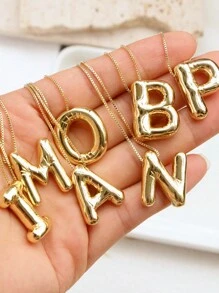 MECYLIFE 1pc Stainless Steel 3D Bubble Letter Design Necklace