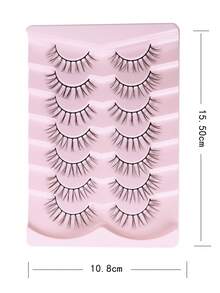 1盒/7對自然款式假睫毛，輕飄C型捲曲，超薄超輕，打造自然妝感，卡通假睫毛(706) - 自然纖長款 - 查看 5