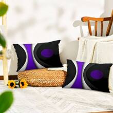 2入組紫色腰枕套，現代抽象黑灰條紋灰白色丙烯醛加粗裝飾腰枕套，家庭裝飾方形枕套，單面無枕芯