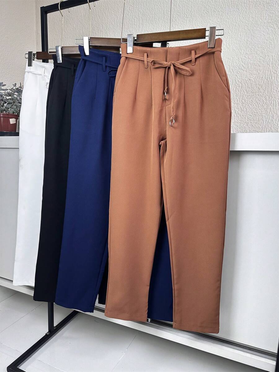 Women Pants - 卡其色 - 查看 1