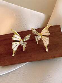 1 对优雅蝴蝶耳钉，复古耳饰，完美时尚宣言，适合日常佩戴 - 金黃色 - 查看 3