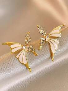 1 对优雅蝴蝶耳钉，复古耳饰，完美时尚宣言，适合日常佩戴 - 金黃色 - 查看 5