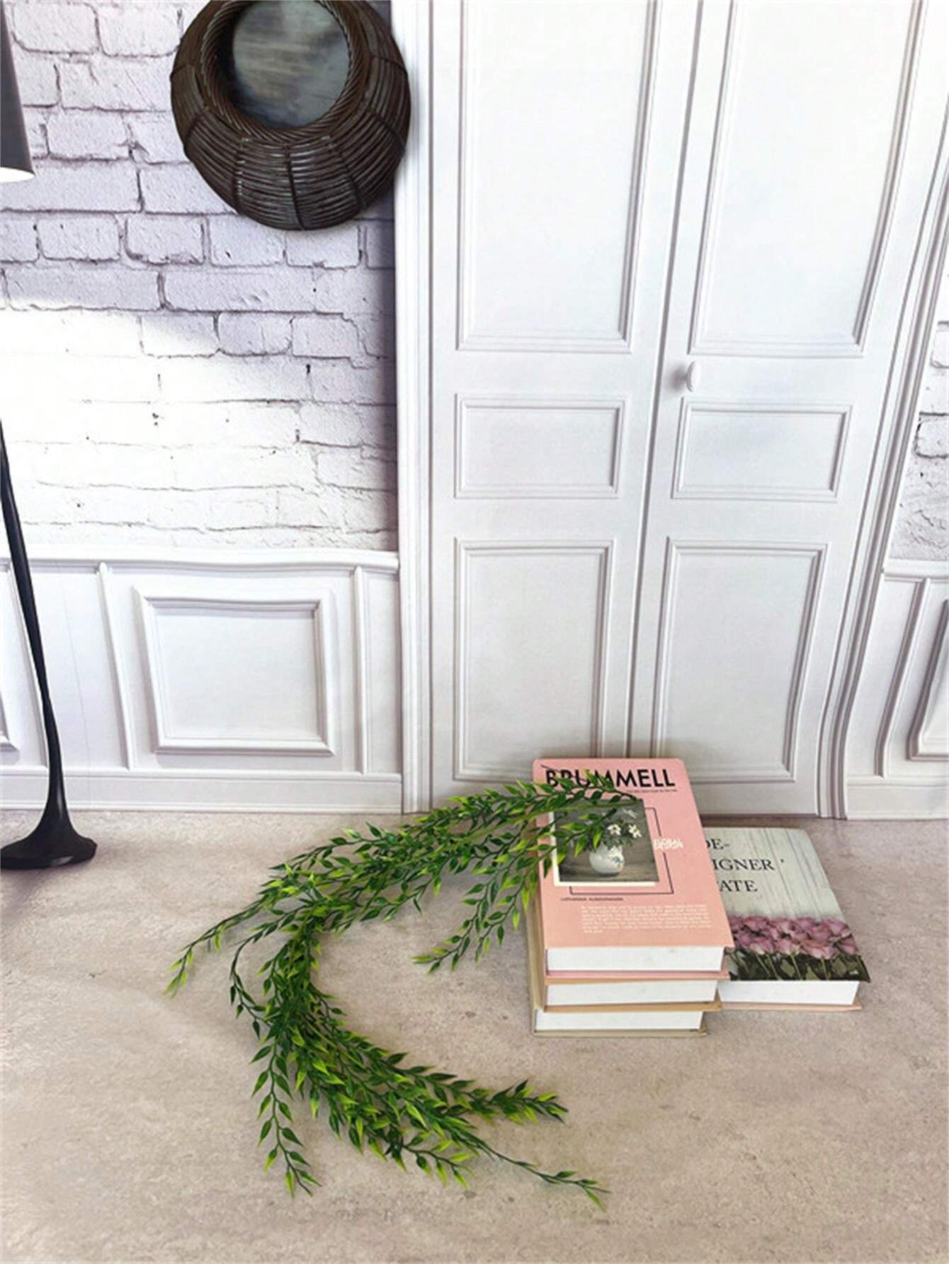 1pc Artificial Bamboo Leaves Wall Hanging Decoration, Vertical Climbing