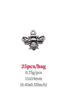 25pcs Bee Shaped Pendant, Suitable For DIY Jewelry - Antique Silver - View 5
