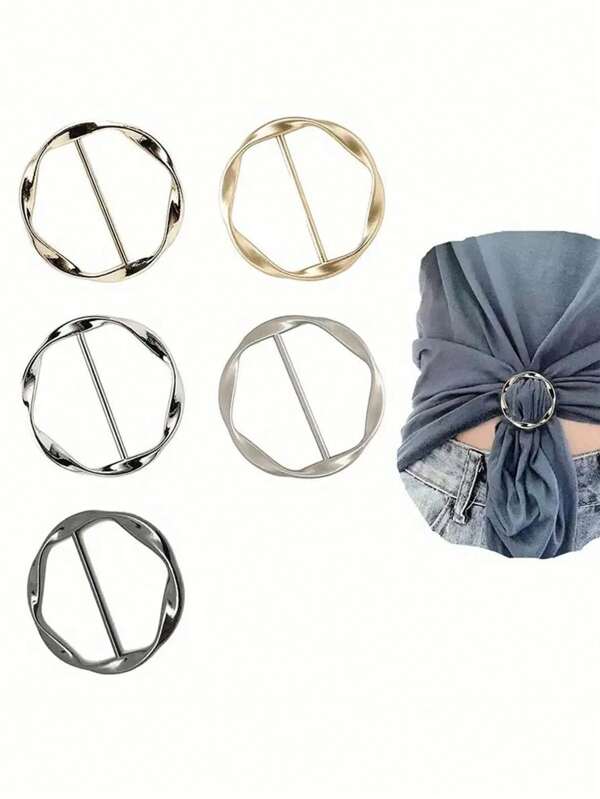 Fivela decorativa de anéis circulares de metal 2/3/5/10 peças para canto de tecido, modelador de cintura para camiseta, colarinho, gravatas, aplicável para roupas, cintos, cachecóis