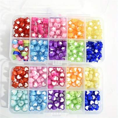 10/24 شبكة، خليط عشوائي من خرز 8-9 مم، خرز مركزي، خرز نجمة خماسية الأضلاع، خرز مربع، حوالي 80 جرام، مجاناً مع لفة من خيط مطاطي، يمكن استخدامها كقلائد وأساور وخواتم