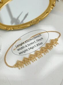 Neue vergoldete Zinklegierung Mehrfarbige Damen Krone mit Hohldesign Haarschmuck, mit zentralem rundem Edelstein Einlage und Diamant-Fadenrelief, geeignet für Hochzeiten, Geburtstage und andere Anlässe - Mehrfarbig - Übersicht 6