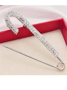 1入/2入組極簡風格的鑽石領口大針裝飾設計，適用於女性服飾，開衫外套，防滑胸針 - 彩色 - 查看 13