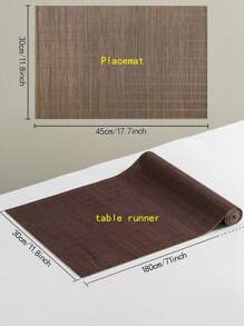 1pc Natural And Bamboo Mat, Table Runner 11.8in*17.7in, Chinese Style With 71in*11.8in CutTable Runner, Washable, Easy To Clean, Non-Slip, Heat-Resistant Pad For Dining Table, Suitable For Room Decoration, Home Table Decorations, Festivals, Parties, Birthdays, Weddings, And Dinner Parties.