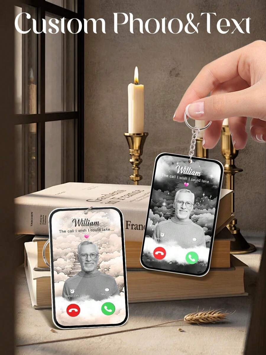 1 pieza Llavero personalizado con foto y texto, recuerdo conmemorativo personalizado, regalo de condolencias único, en memoria del abuelo, llavero conmemorativo personalizado como regalo para la pérdida de un ser querido, regalo para él/ella, abuelos, niños, para Navidad, para invierno, para otoño, descubrimientos de tesoros, moda de invierno, regalo de Navidad, regalo personalizado para mujeres/hombres