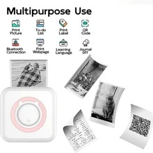 Impresora térmica portátil de papel en mini rollos, 10 unidades para imprimir fotografías estilo retro, recibos, notas, listas, etiquetas, memos y códigos QR. Compatible con Android o IOS mediante una aplicación inteligente inalámbrica - Rosa +10 volúmenes - Ver 4