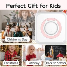Impresora térmica portátil de papel en mini rollos, 10 unidades para imprimir fotografías estilo retro, recibos, notas, listas, etiquetas, memos y códigos QR. Compatible con Android o IOS mediante una aplicación inteligente inalámbrica - Rosa +10 volúmenes - Ver 10