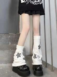 Y2K Star Leg Warmers For Women Dark Academia Lolita Leg Warmers Harajuku Long Socks Emo Punk Thigh High Knit Socks - White - View 1