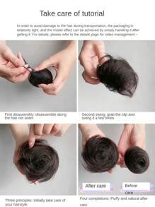 Messy Claw Clip Bun, Softball Hair Piece, Synthetic Wig For Parties And Dances, Suitable For All Women To Add Volume, Single Clip-In Synthetic Wig, Suitable For Halloween Parties And Music Festivals. - Natural Black - View 7